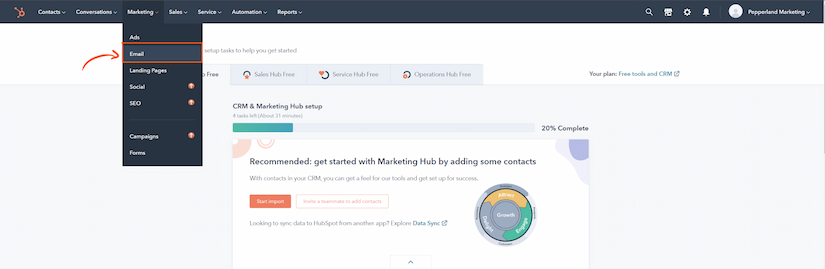 Hubspot email building tool