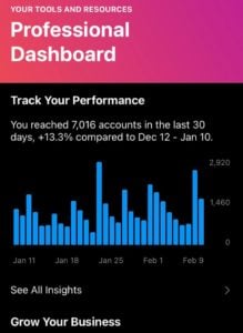 Instagram dashboard