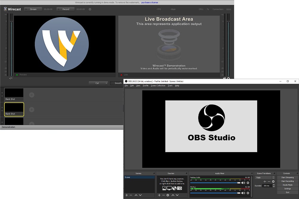 wirecast obs examples with logos