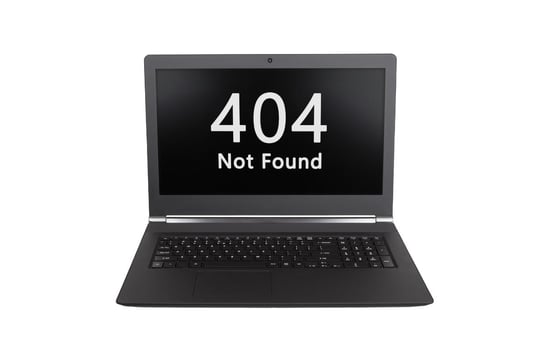 Laptop displaying 404 not found.