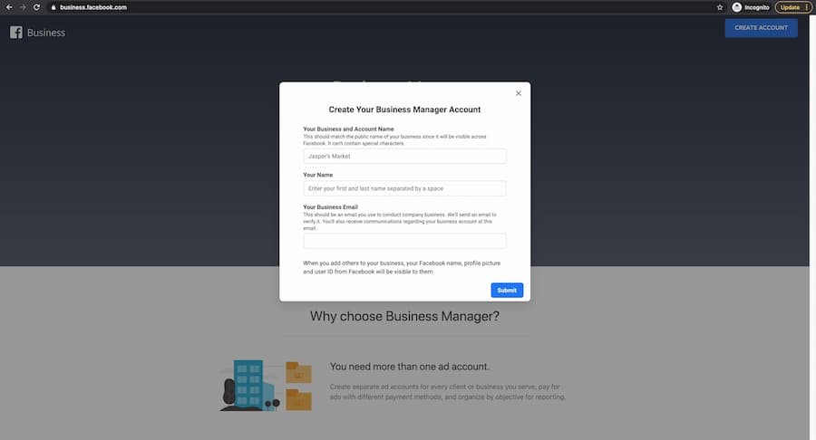 Create Business Manager Account